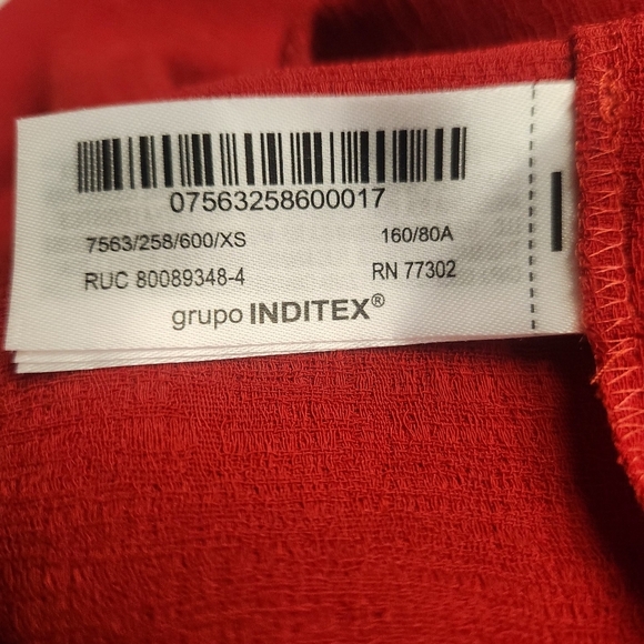 Zara ZW Collection Red Belted Long Dress Wide Neck Side Slit Size XS - Picture 9 of 16